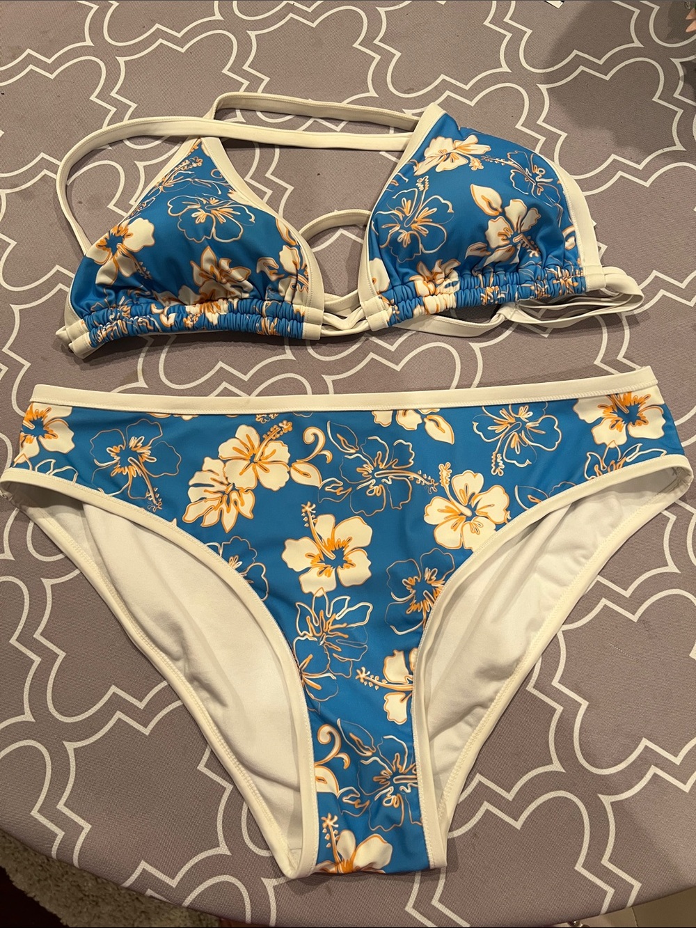 Wild Fable Blue Floral Hawaiian Triangle Bikini Set Size 1X